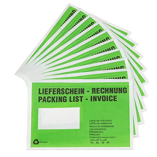KK Verpackungen® Lieferscheintaschen aus Pergamin Papier | 25 Stück, Dokumententaschen im C5 Format in Grün | Recyclebare & selbstklebende Begleitpapiertaschen von KK Verpackungen