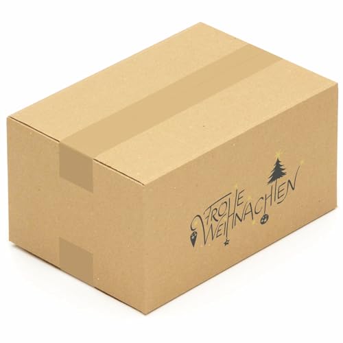 KK Verpackungen® Versandkartons mit Weihnachtsmotiv | 10 Stück, 300 x 200 x 150 mm Postkartons mit "Frohe Weihnachten" Motiv | Idealer Karton für den Paketversand von Weihnachtsgeschenken von KK Verpackungen