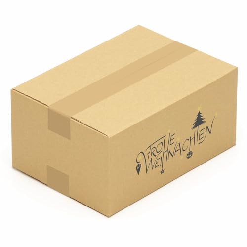 KK Verpackungen® Versandkartons mit Weihnachtsmotiv | 25 Stück, 300 x 215 x 140 mm Postkartons mit "Frohe Weihnachten" Motiv | Idealer Karton für den Paketversand von Weihnachtsgeschenken von KK Verpackungen
