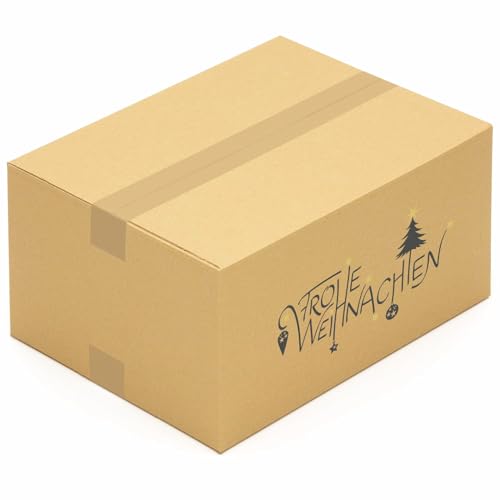 KK Verpackungen® Versandkartons mit Weihnachtsmotiv | 5 Stück, 400 x 300 x 200 mm Postkartons mit "Frohe Weihnachten" Motiv | Idealer Karton für den Paketversand von Weihnachtsgeschenken von KK Verpackungen