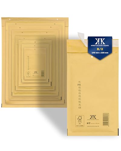 KK Verpackungen 200x Luftpolster-Versandtaschen B2 B/2 140 x 225 mm (Außenmaß) in Braun | Luftpolsterumschläge Luftpolstertaschen selbstklebend von KK Verpackungen