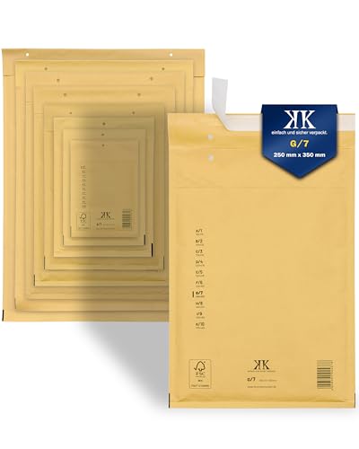 KK Verpackungen 200x Luftpolster-Versandtaschen G7 G/7 250 x 350 mm (Außenmaß) in Braun | Luftpolsterumschläge Luftpolstertaschen selbstklebend von KK Verpackungen