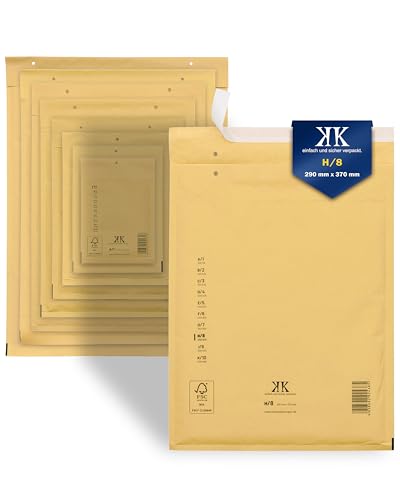 KK Verpackungen 2400x Luftpolster-Versandtaschen H8 H/8 290 x 370 mm (Außenmaß) in Braun | Luftpolsterumschläge Luftpolstertaschen selbstklebend von KK Verpackungen