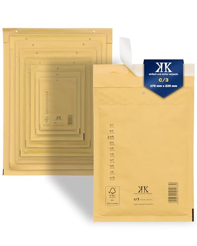 KK Verpackungen Luftpolster-Versandtaschen | 300 Stück, C3 C/3 Luftpolsterumschläge 170 x 225 mm Braun | Luftpolstertaschen selbstklebend für DIN A5+ KK Verpackungen Luftpolster-Versandtaschen | 300 Stück, C3 C/3 Luftpolsterumschläge 170 x 225 mm Braun | Luftpolstertaschen selbstklebend für DIN A5+ von KK Verpackungen