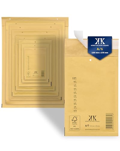 KK Verpackungen Luftpolster-Versandtaschen | 400 Stück, A1 A/1 Luftpolsterumschläge 120 x 175 mm Braun | Luftpolstertaschen selbstklebend für DIN A6+ KK Verpackungen Luftpolster-Versandtaschen | 400 Stück, A1 A/1 Luftpolsterumschläge 120 x 175 mm Braun | Luftpolstertaschen selbstklebend für DIN A6+ von KK Verpackungen
