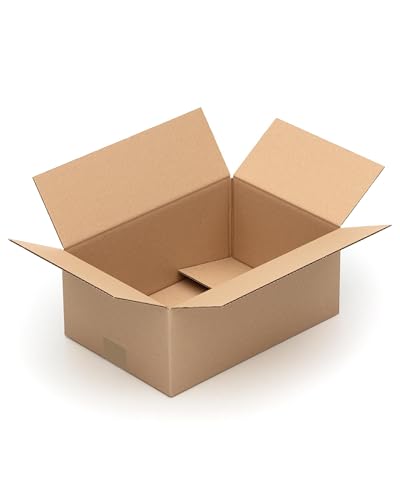 KK Verpackungen Versandkartons 350 x 240 x 150 mm Braun 1-wellig (Innenmaß 344 x 237 x 139 mm) | 75 Stück, Faltkartons Kartons für Versand als DHL Päckchen M DPD Hermes GLS Paketklasse S (KK25) von KK Verpackungen