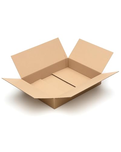 KK Verpackungen Versandkartons 600 x 450 x 100 mm Braun 1-wellig (Außenmaß 604 x 454 x 116 mm) | 10 Stück, Faltkartons Kartons geeignet für Versand als DHL Paket DPD Hermes GLS Paketklasse M (KK55) von KK Verpackungen