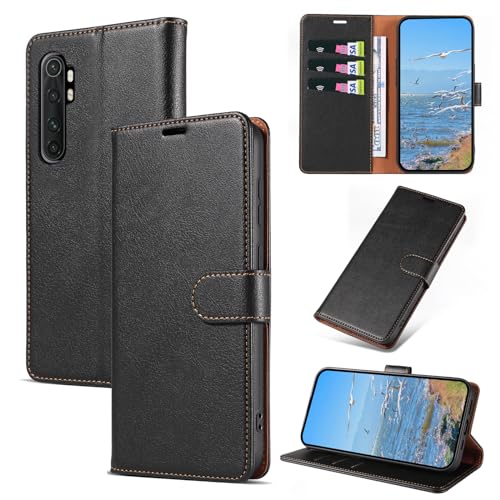 KKEIKO Handyhülle für Xiaomi MI Note 10 Lite Hülle, Magnet Klappbar Handyhülle mit Kartenfach, PU Leder Stoßfest Schutzhülle für Xiaomi MI Note 10 Lite, Schwarz von KKEIKO