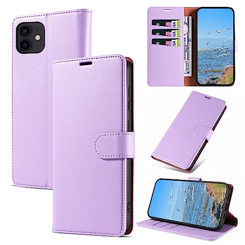 KKEIKO Handyhülle für iPhone 12 Mini Hülle, Magnet Klappbar Handyhülle mit Kartenfach, PU Leder Stoßfest Schutzhülle für iPhone 12 Mini, Violett von KKEIKO