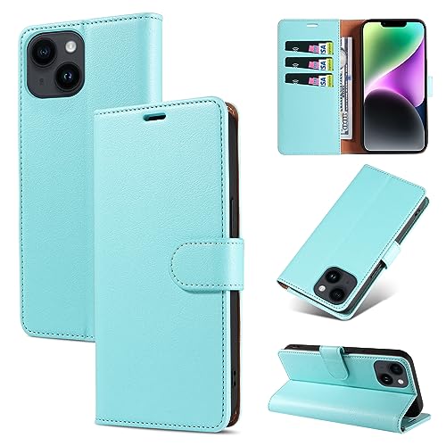 KKEIKO Handyhülle für iPhone 14 Hülle, Magnet Klappbar Handyhülle mit Kartenfach, PU Leder Stoßfest Schutzhülle für iPhone 14, Grün KKEIKO Handyhülle für iPhone 14 Hülle, Magnet Klappbar Handyhülle mit Kartenfach, PU Leder Stoßfest Schutzhülle für iPhone 14, Grün von KKEIKO
