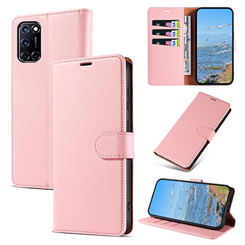 KKEIKO Hülle Kompatibel mit Oppo A52 / Oppo A72 / Oppo A92, Magnet Klappbar Handyhülle mit Kartenfach, PU Leder Stoßfest Schutzhülle für Oppo A52 / Oppo A72 / Oppo A92, Rosa von KKEIKO