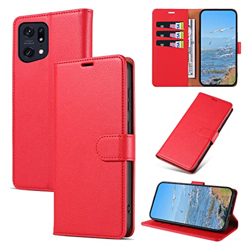 KKEIKO Hülle Kompatibel mit Oppo Find X5 Pro, Magnet Klappbar Handyhülle mit Kartenfach, PU Leder Stoßfest Schutzhülle für Oppo Find X5 Pro, Rot KKEIKO Hülle Kompatibel mit Oppo Find X5 Pro, Magnet Klappbar Handyhülle mit Kartenfach, PU Leder Stoßfest Schutzhülle für Oppo Find X5 Pro, Rot von KKEIKO