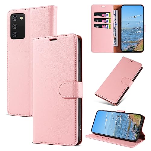 KKEIKO Hülle Kompatibel mit Samsung Galaxy A03S, Magnet Klappbar Handyhülle mit Kartenfach, PU Leder Stoßfest Schutzhülle für Samsung A03S, Rosa von KKEIKO