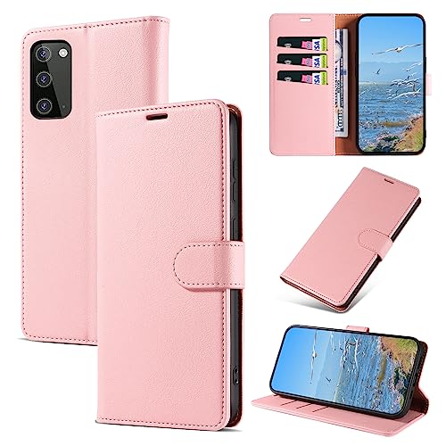 KKEIKO Hülle Kompatibel mit Samsung Galaxy Note 20, Magnet Klappbar Handyhülle mit Kartenfach, PU Leder Stoßfest Schutzhülle für Samsung Note 20, Rosa von KKEIKO