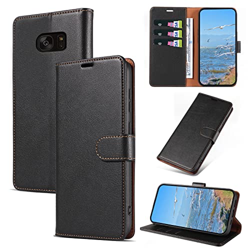 KKEIKO Hülle Kompatibel mit Samsung S7 Edge, Magnet Klappbar Handyhülle mit Kartenfach, PU Leder Stoßfest Schutzhülle für Samsung Galaxy S7 Edge, Schwarz KKEIKO Hülle Kompatibel mit Samsung S7 Edge, Magnet Klappbar Handyhülle mit Kartenfach, PU Leder Stoßfest Schutzhülle für Samsung Galaxy S7 Edge, Schwarz von KKEIKO