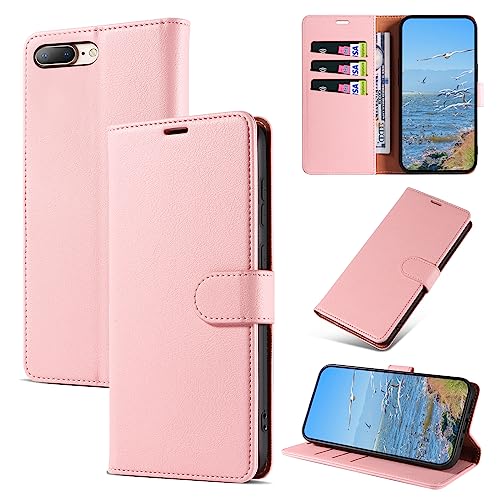 KKEIKO Hülle Kompatibel mit iPhone 8 Plus/iPhone 7 Plus, Magnet Klappbar Handyhülle mit Kartenfach, PU Leder Stoßfest Schutzhülle für iPhone 8 Plus/iPhone 7 Plus, Rosa von KKEIKO