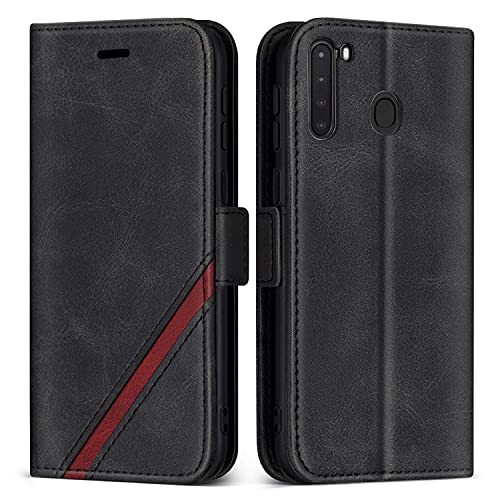 KKEIKO Hülle für Galaxy A21, PU Leder Magnet Schutzhülle mit Kartenfächer und Ständer, Stoßfest Brieftasche Klapphülle für Samsung Galaxy A21, Schwarz KKEIKO Hülle für Galaxy A21, PU Leder Magnet Schutzhülle mit Kartenfächer und Ständer, Stoßfest Brieftasche Klapphülle für Samsung Galaxy A21, Schwarz von KKEIKO