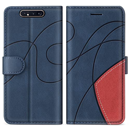 KKEIKO Hülle für Galaxy A80 / Galaxy A90, PU Leder Schutzhülle für Samsung Galaxy A80 / Galaxy A90, Kratzfestes Brieftasche Handyhülle mit Kartenfächern, Blau von KKEIKO