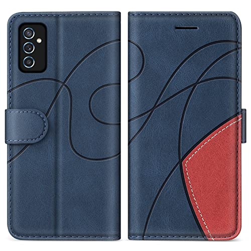 KKEIKO Hülle für Galaxy M52 5G, PU Leder Schutzhülle für Samsung Galaxy M52 5G, Kratzfestes Brieftasche Handyhülle mit Kartenfächern, Blau von KKEIKO