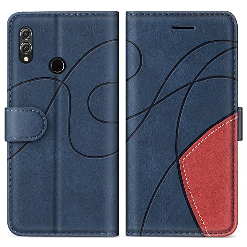 KKEIKO Hülle für Huawei Honor 8X, PU Leder Schutzhülle für Huawei Honor 8X, Kratzfestes Brieftasche Handyhülle mit Kartenfächern, Blau von KKEIKO