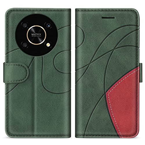 KKEIKO Hülle für Huawei Magic 4 Lite/Honor X9 / Honor X30, PU Leder Schutzhülle für Huawei Magic 4 Lite/Honor X9 / Honor X30, Kratzfestes Brieftasche Handyhülle mit Kartenfächern, Grün von KKEIKO