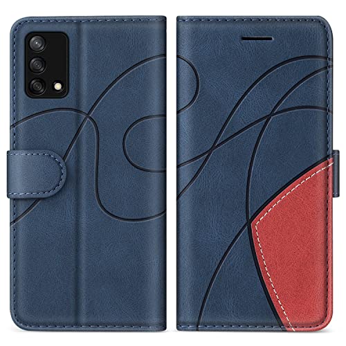 KKEIKO Hülle für Oppo A74 4G / Oppo F19 4G, PU Leder Schutzhülle für Oppo A74 4G / Oppo F19 4G, Kratzfestes Brieftasche Handyhülle mit Kartenfächern, Blau von KKEIKO