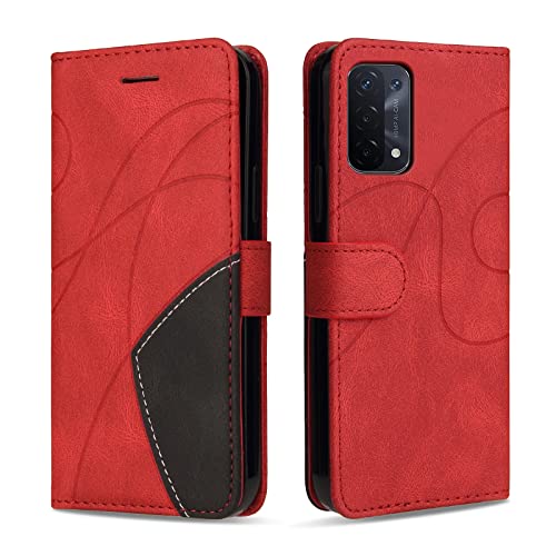 KKEIKO Hülle für Oppo A74 5G / Oppo A93 5G / Oppo A54 5G, PU Leder Handyhülle mit kartenfach, Magnetisch Klappbar Brieftasche Schutzhülle für Oppo A74 5G / Oppo A93 5G / Oppo A54 5G, Rot KKEIKO Hülle für Oppo A74 5G / Oppo A93 5G / Oppo A54 5G, PU Leder Handyhülle mit kartenfach, Magnetisch Klappbar Brieftasche Schutzhülle für Oppo A74 5G / Oppo A93 5G / Oppo A54 5G, Rot von KKEIKO