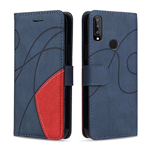 KKEIKO Hülle für Samsung Galaxy A20S, PU Leder Handyhülle mit kartenfach, Magnetisch Klappbar Brieftasche Schutzhülle für Samsung A20S, Blau von KKEIKO