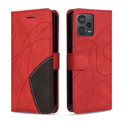 KKEIKO Hülle für Xiaomi Redmi Note 12 Pro Plus 5G, PU Leder Handyhülle mit kartenfach, Magnetisch Klappbar Brieftasche Schutzhülle für Xiaomi Redmi Note 12 Pro Plus 5G, Rot von KKEIKO