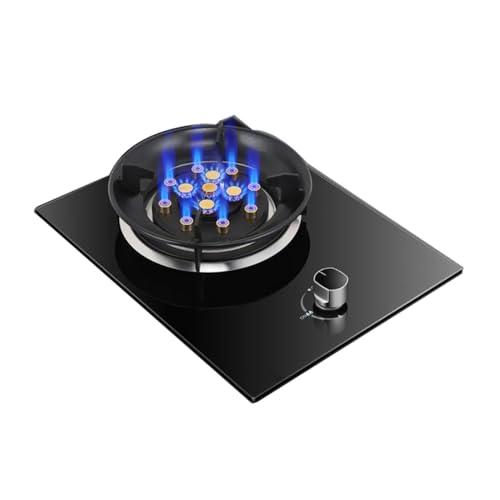 33 cm Gaskocher Mit 1 Brenner, 9,2 KW, 13 Hohlräume, Hohe Feuerrate, Schwarzer Topfhalter Aus Gehärtetem Glas Und Gusseisen Mit Flammendurchschlagschutz(LPG) von KKJPL