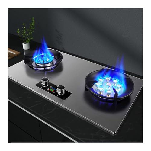 Edelstahl-Gaskocher 2 Brenner, 4,8/5,2 kW, 9 Hohlräume, Hochfeuer-Timer (doppelt unabhängig), freistehender Herd for Camping im Freien(NG) von KKJPL