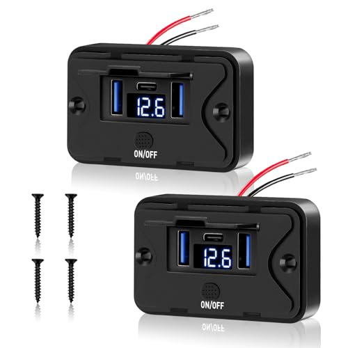 KKMOL USB Steckdose 12V Wohnmobil Auto Ladegerät Handy Schnellladung mit LED Voltmeter 72W Dual QC3.0 USB & PD3.0 Type C Schnellladung Steckdose Panel für Auto Wohnmobil Motorrad LKW Boot KKMOL USB Steckdose 12V Wohnmobil Auto Ladegerät Handy Schnellladung mit LED Voltmeter 72W Dual QC3.0 USB & PD3.0 Type C Schnellladung Steckdose Panel für Auto Wohnmobil Motorrad LKW Boot von KKMOL