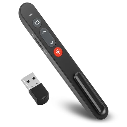 Wireless Presenter - KKMOL Präsentationsfernbedienung, Powerpoint Fernbedienung, Pointer für Präsentationen, USB Presenter für PPT/Windows XP/7/8/10/Mac OS/Linux von KKMOL
