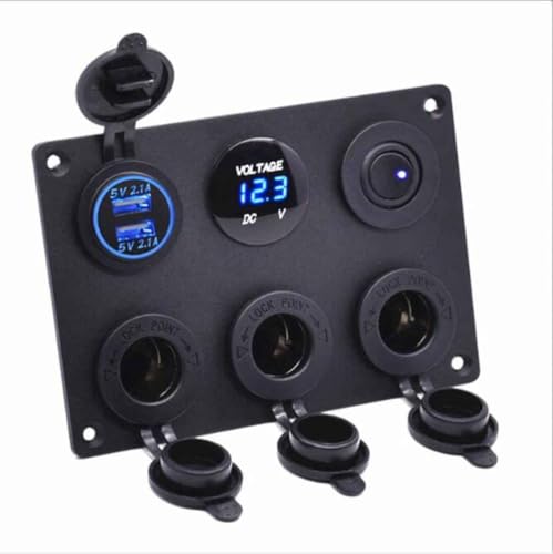 12V Auto Control Switch Panel Voltmeter Dual USB Ladegerät Blau/Grün/Rot LED Licht,Blau von KKMVIUC