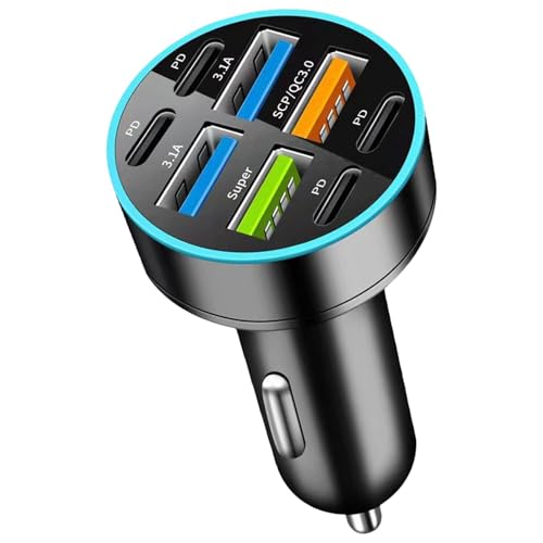 Auto Ladekopf USB C und USB A & Super Multi Port Schnellladeadapter für Smartphones Tablets Laptops,4A4C von KKMVIUC