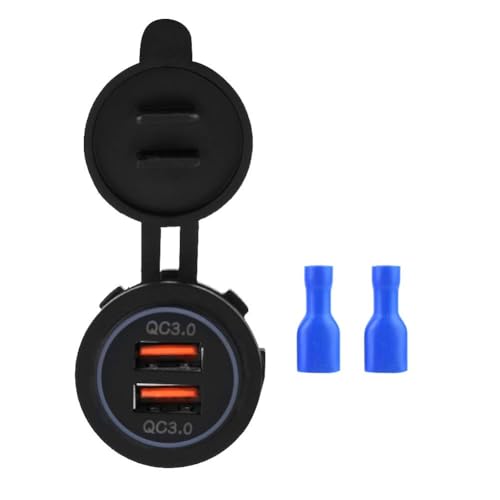 Auto USB Ladegerät, Dual QC3.0 Schnellladung Dual USB-Ladebuchse Stromversorgung für 12 / 24V Auto Motorrad Boot von KKMVIUC