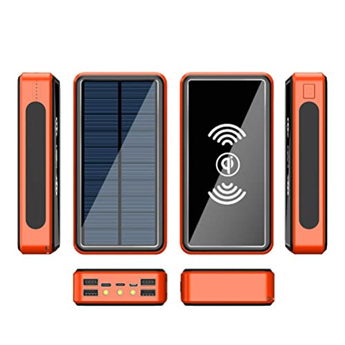 KKPLZZ Solar Power Bank 100000 mAh, Hochleistungs-Solarladegerät mit 4 USB-Anschlüssen, wasserdichtes tragbares drahtloses Ladegerät Externer Akku mit LED-Licht für Camping im Freien von KKPLZZ