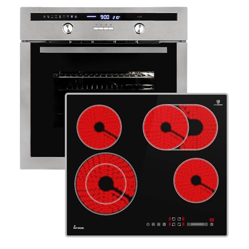 Autarkes Herdset: 60cm Einbaubackofen EB8013ED + 59cm Kochfeld CH5901AL | Drehspieß | Kerntemperaturfühler | Grill | Heißluft | Teleskopauszüge | Automatik-Timer | SET8013CH59AL von KKT KOLBE