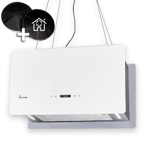 Dunstabzugshaube 60 cm | Inselhaube | Edelstahl | weißes Glas | CUBE60W von KKT KOLBE