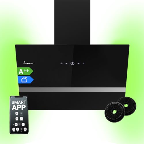 Dunstabzugshaube 60 cm | Kopffreie Wandhaube | schwarzes Glas | WLAN | Nachlaufautomatik | RGBW-LED-Beleuchtung | SensorTouch Bedienung | EASY609SHCM von KKT KOLBE