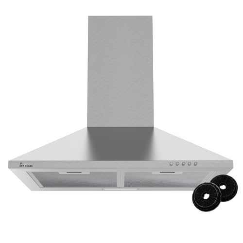 KKT KOLBE Wandhaube 60 cm Edelstahl Leise Dunstabzugshaube Umluft Abluft Pyramide Druckknopf Leistungsstark LED-Beleuchtung Abzugshaube inkl. Kohlefilter PLUS 430 von KKT KOLBE