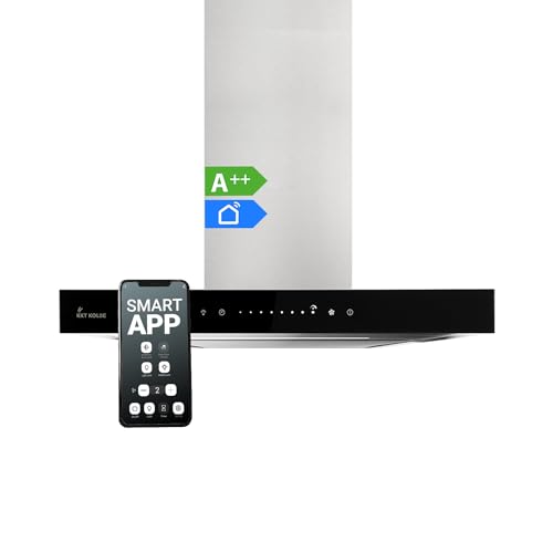 Dunstabzugshaube 60 cm | Wandhaube | Edelstahl | schwarzes Glas | WLAN | Nachlaufautomatik | SensorTouch Bedienung | FLAT6005ED von KKT KOLBE
