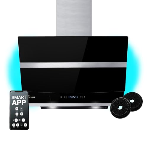 Dunstabzugshaube 60cm | Kopffreie Wandhaube | Edelstahl | schwarzes Glas | WLAN | Nachlaufautomatik | RGBW-LED-Beleuchtung | SensorTouch | HERMES608SM von KKT KOLBE