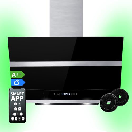 Dunstabzugshaube 80 cm | Kopffreie Wandhaube | Edelstahl | schwarzes Glas | WLAN | Nachlaufautomatik | RGBW-LED-Beleuchtung | SensorTouch Bedienung | HERMES808SM Dunstabzugshaube 80 cm | Kopffreie Wandhaube | Edelstahl | schwarzes Glas | WLAN | Nachlaufautomatik | RGBW-LED-Beleuchtung | SensorTouch Bedienung | HERMES808SM von KKT KOLBE