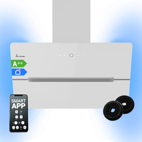 Dunstabzugshaube 80 cm | Kopffreie Wandhaube | Edelstahl | weißes Glas | WLAN | Nachlaufautomatik | RGBW-LED-Beleuchtung | SensorTouch Bedienung | ECCO809WHCM Dunstabzugshaube 80 cm | Kopffreie Wandhaube | Edelstahl | weißes Glas | WLAN | Nachlaufautomatik | RGBW-LED-Beleuchtung | SensorTouch Bedienung | ECCO809WHCM von KKT KOLBE