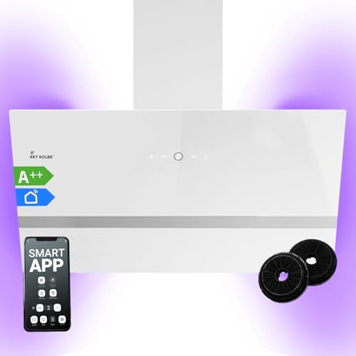 Dunstabzugshaube 90 cm | Kopffreie Wandhaube | Edelstahl | weißes Glas | WLAN | Nachlaufautomatik | RGBW-LED-Beleuchtung | SensorTouch Bedienung | EASY909WHCM Dunstabzugshaube 90 cm | Kopffreie Wandhaube | Edelstahl | weißes Glas | WLAN | Nachlaufautomatik | RGBW-LED-Beleuchtung | SensorTouch Bedienung | EASY909WHCM von KKT KOLBE