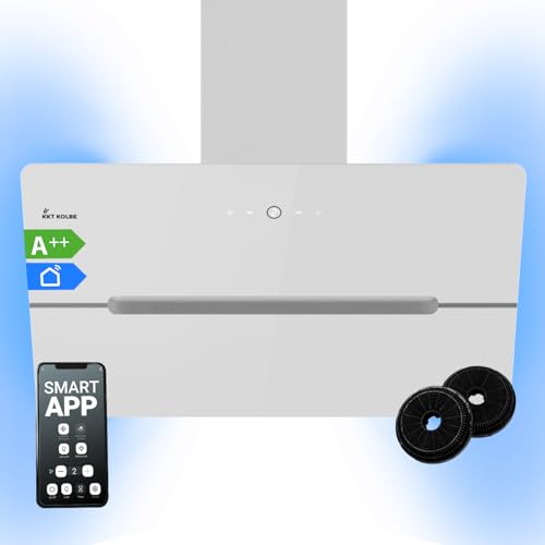 Dunstabzugshaube 90 cm | Kopffreie Wandhaube | Edelstahl | weißes Glas | WLAN | Nachlaufautomatik | RGBW-LED-Beleuchtung | SensorTouch Bedienung | ECCO909WHCM Dunstabzugshaube 90 cm | Kopffreie Wandhaube | Edelstahl | weißes Glas | WLAN | Nachlaufautomatik | RGBW-LED-Beleuchtung | SensorTouch Bedienung | ECCO909WHCM von KKT KOLBE