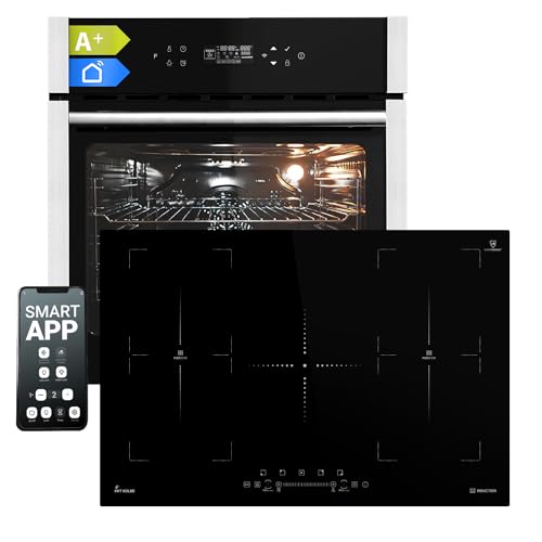 Herdset: 60cm Einbaubackofen EB8313HC + 77cm Induktionskochfeld IND7705FZ | Smart WiFi App| Grill | Umluft | Heißluft | Automatik-Timer | 2-fach Wärmeschutzverglasung | Kindersicherung | SET8313HC3FZ von KKT KOLBE