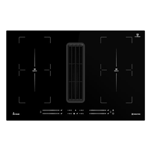 Induktionskochfeld mit Dunstabzug | Integriert | 80 cm | Autark | 7 kW | 4 Zonen | 15 Stufen | 2 Flexzonen | Rahmenlos | IND800DRAFT von KKT KOLBE