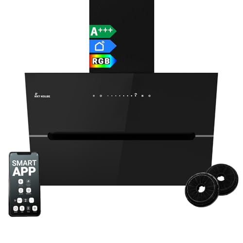 KKT KOLBE Dunstabzugshaube 60 cm | 782 cbm/h Umluft Abluft | Kopffrei | Wandhaube | Schwarz Glas | Smart WiFi App WLAN | RGBW-LED-Beleuchtung | ECCO6005SM von KKT KOLBE